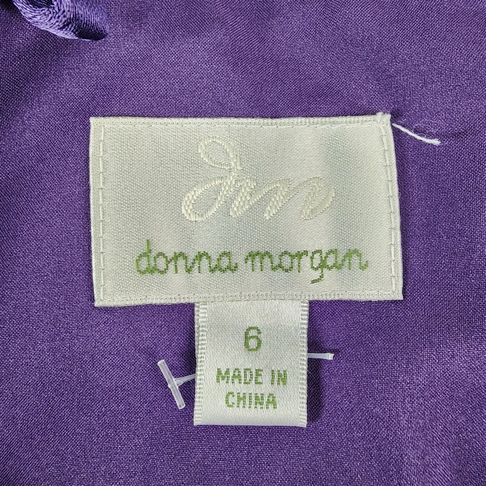 Donna Morgan Purple Satin Ruched Pleated Cocktail Dress DR125M Size 6 NEW